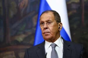 Russian Foreign Minister Sergei Lavrov attends a press conference with Senegalese Foreign Minister Yassine Fall, Moscow, Russia, Aug. 29, 2024. (EPA Photo)