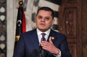 Libya's Tripoli-based Prime Minister Abdul Hamid Dbeibah attends a joint news conference with his Tunisian counterpart in Tunisia's capital, Tunis, on Nov. 30, 2022. (AFP File Photo)