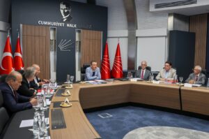 Republican People's Party’s (CHP) Chairperson Özgür Özel is seen at a meeting of the foreign policy consultancy board at the party headquarters in the capital Ankara, Türkiye, Sept. 5, 2024 (AA Photo)