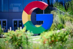 A large Google logo is seen at Google’s Bay View campus in Mountain View, California, U.S., Aug. 13, 2024. (AFP Photo)