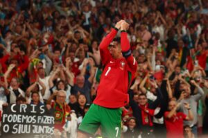 Portugal's Cristiano Ronaldo celebrates scoring during the Nations League League A Group 1 match against Scotland at the Estadio da Luz, Lisbon, Portugal, Sept. 8, 2024. (Reuters Photo)