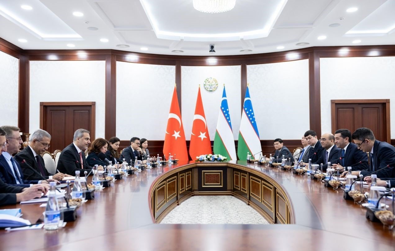 A view of a meeting of Foreign Minister Hakan Fidan and Uzbekistan's Foreign Minister Bakhtiyor Saidov, Tashkent, Uzbekistan, Sept. 12, 2024. (IHA Photo)