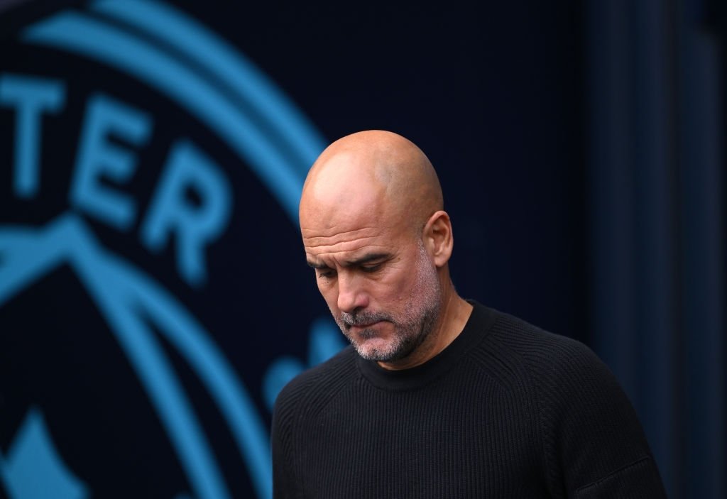 Manchester City's Pep Guardiola looks on prior to the Premier League match against Brentford at Etihad Stadium, Manchester, U.K., Sept. 14, 2024. (Getty Images Photo)