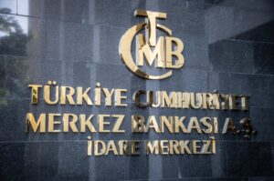 The entrance sign of the building housing the Central Bank of the Republic of Türkiye (CBRT), Ankara, Türkiye, Sept. 24, 2022. (Reuters Photo)