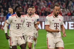 Bayern Munich's Harry Kane celebrates scoring against Dinamo Zagreb in a Champions League match in Munich, Germany, Sept. 17, 2024. (Reuters Photo)