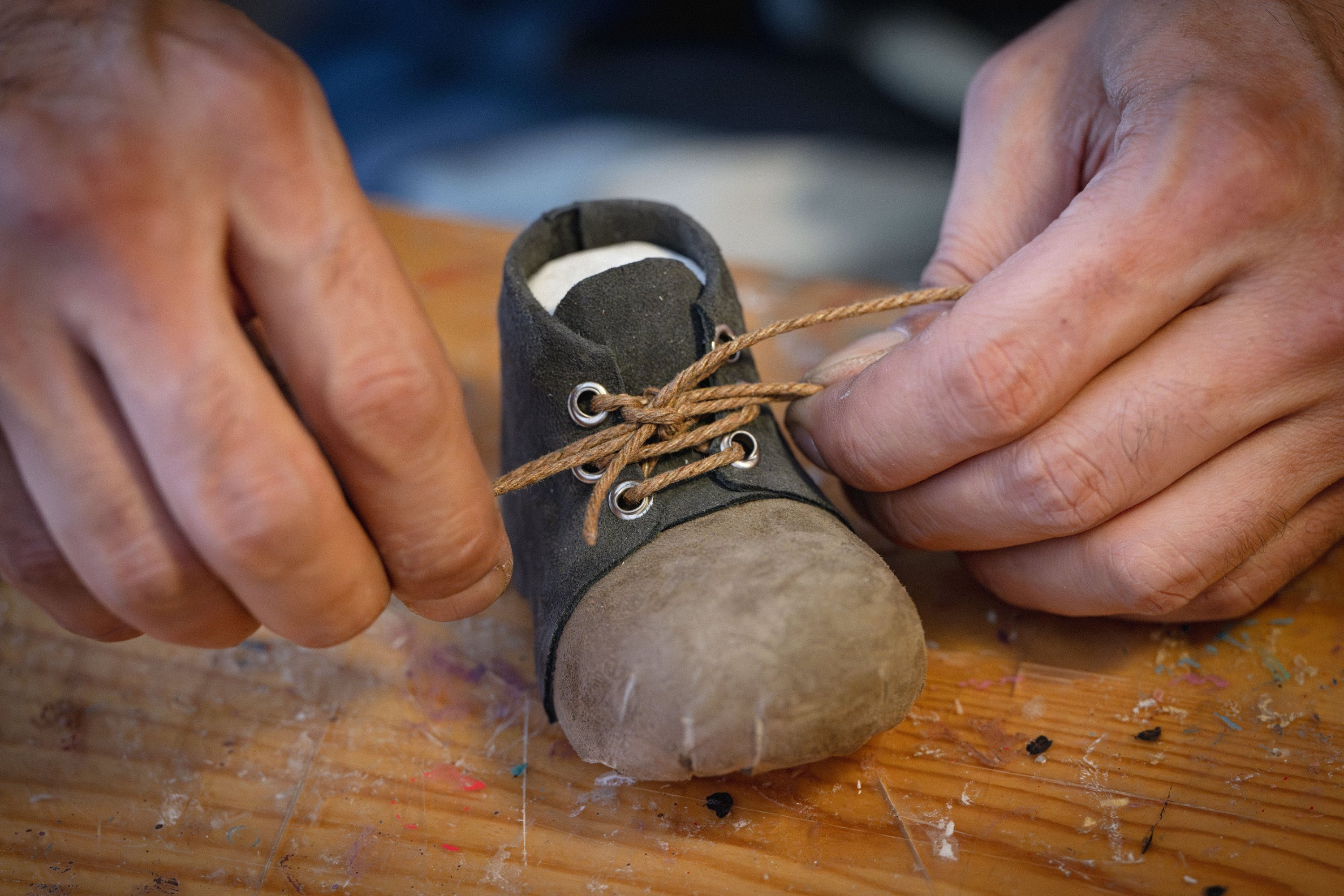 346473 Shoes of the Elon Musk marionette crafted by Çağdaş Çakmak, Ankara, Çankaya, Aug. 29, 2024. (AA Photo)