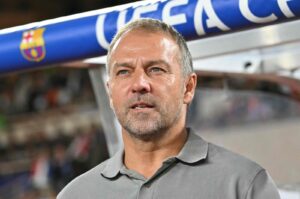 Barcelona's German coach Hans-Dieter Flick looks on during the UEFA Champions League 1st round Day 1 football match between AS Monaco and FC Barcelona at the Louis II Stadium, Monaco, Sept. 19, 2024. (AFP Photo)