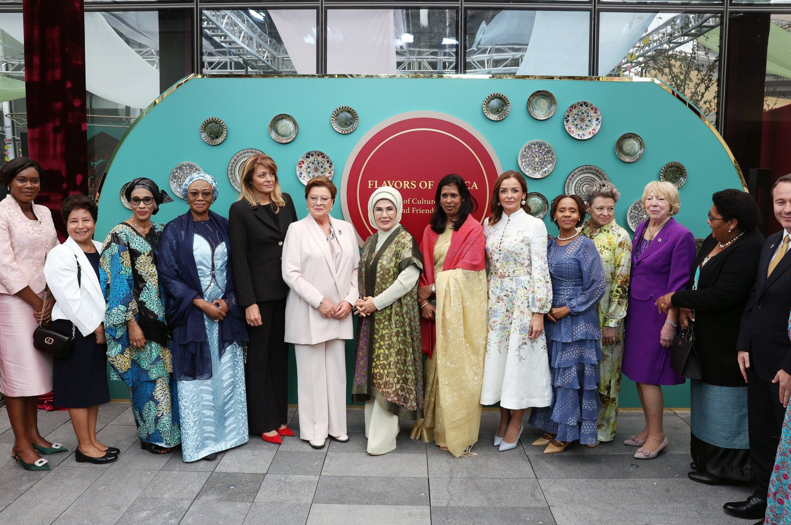 First lady Emine Erdoğan hosts the world's first ladies at the Turkish House (Türkevi) in New York, U.S., Sept. 24, 2024. (AA Photo)