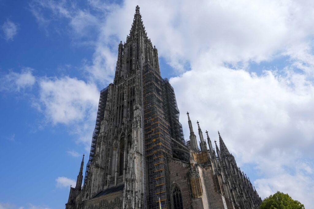 Exterior view of Ulmer Münster, the world's tallest church, Ulm, Germany, Sept. 18, 2024. (AP Photo)