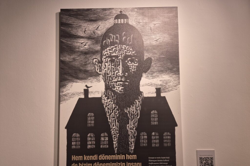 Artwork from the "Franz Kafka 1883-1924" exhibition, Istanbul, Türkiye, Oct. 16, 2024. (Photo by Ayşe Sena Aykın)