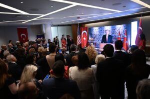 Guests gather at the Türkevi in New York City to celebrate Republic Day and the 101st anniversary of Türkiye, New York, U.S., Oct. 27, 2024. (AA Photo)