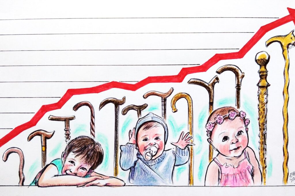 "Türkiye’s demographic window of opportunity of 10 to 15 years needs to be evaluated well for the sustainability of the Turkish Welfare Regime, which has expanded considerably in the last twenty years." (Illustration by Erhan Yalvaç)
