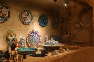 Historical ceramics and archaeological artifacts on display at the underground ceramic museum in Cappadocia, Türkiye, Nov. 5, 2024. (DHA Photo)