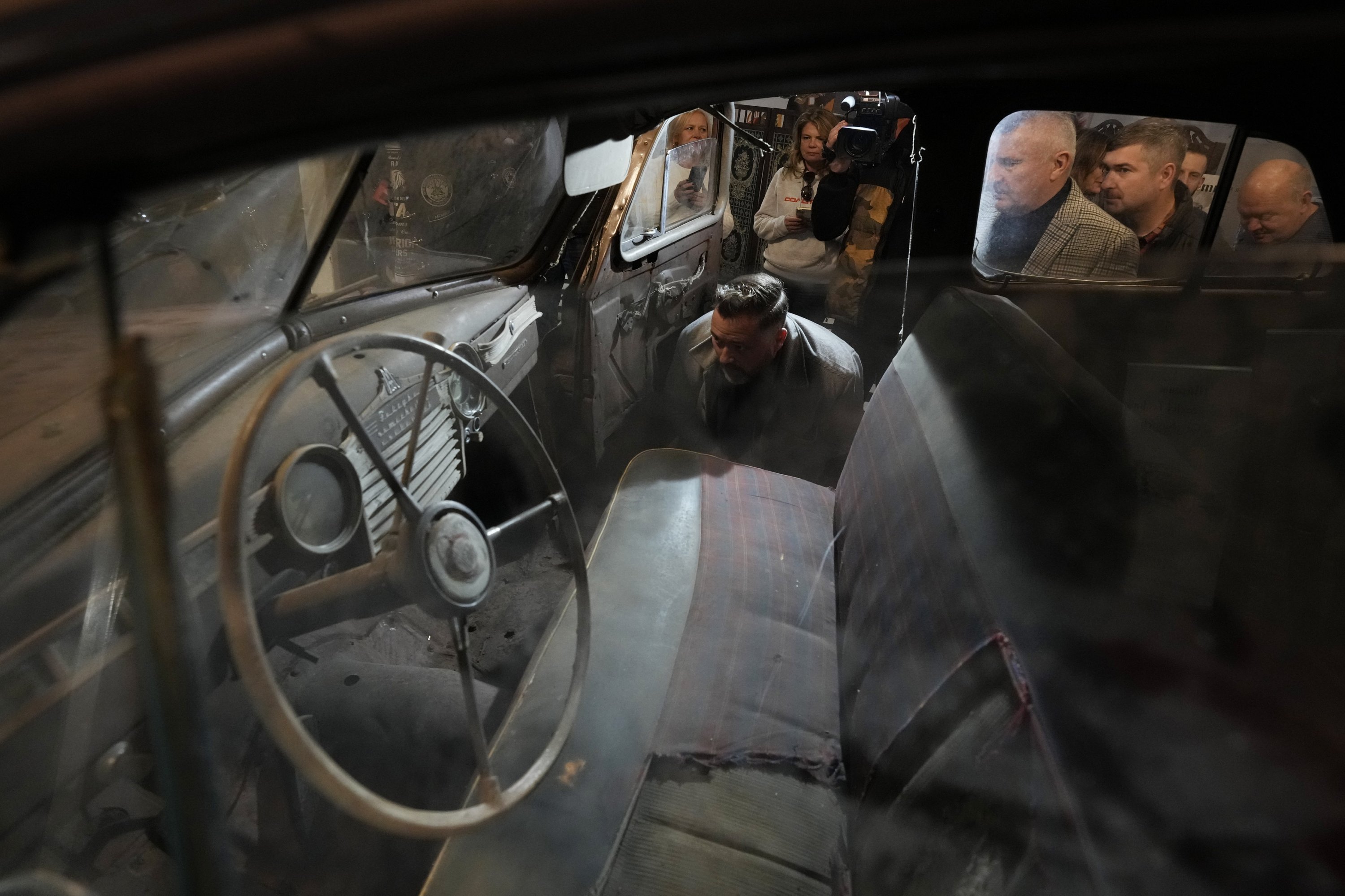 353938 This Warszawa M-20, the first vehicle to leave a car factory in Poland after World War II, is now on public display at a private museum in Otrebusy, central Poland, Nov. 6, 2024. (AP Photo)