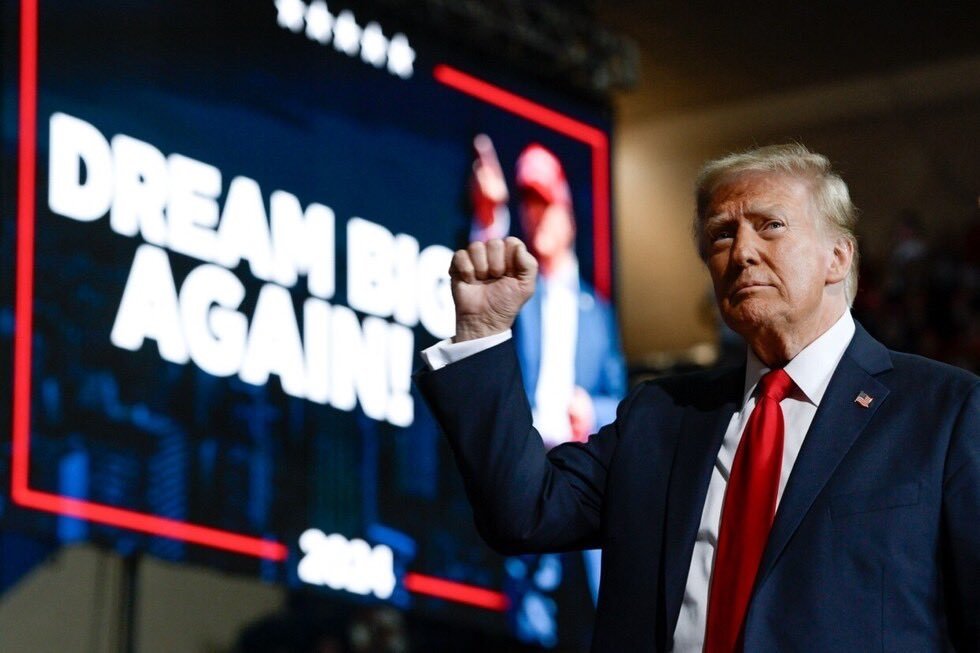 Donald Trump gestures during a campaign rally.