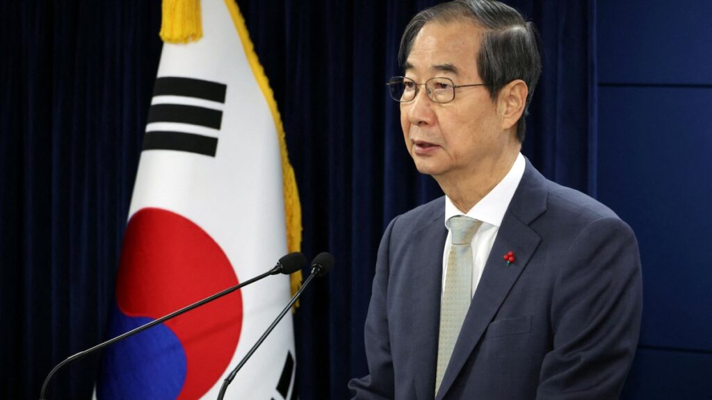 Acting South Korean President and Prime Minister Han Duck-soo delivers an address to the nation in Seoul, South Korea, Dec. 14, 2024. (Reuters Photo)