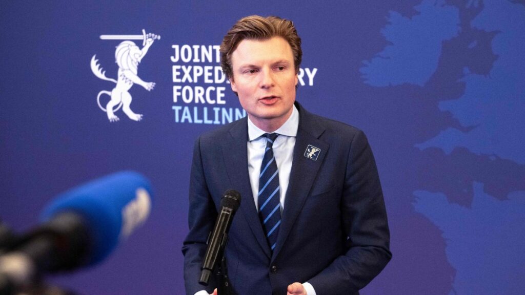 Dutch Defense Minister Ruben Brekelmans delivers a statement before talks at the Joint Expeditionary Force (JEF) Leader's Summit in Tallinn, Estonia, Dec. 18, 2024. (AFP Photo)
