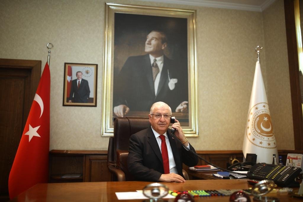Defense Minister Yaşar Güler speaks on the phone at the Defense Ministry headquarters in Ankara, Türkiye, in this undated photo released on Dec. 24, 2024. (Courtesy of the Defense Ministry via X)