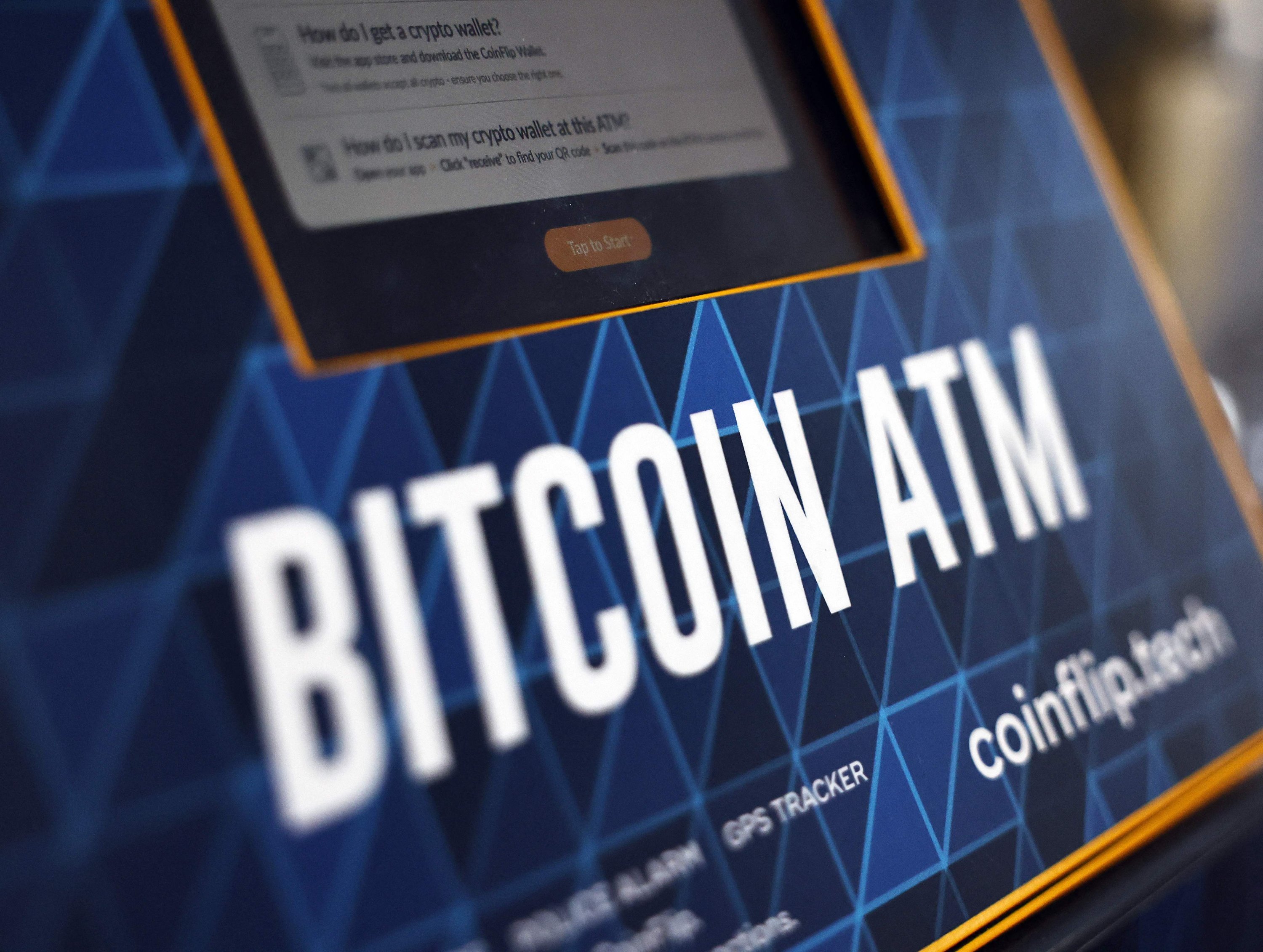 361078 A CoinFlip bitcoin ATM is seen in a gas station in Pasadena, California, U.S., Dec. 9, 2024. (AFP Photo)