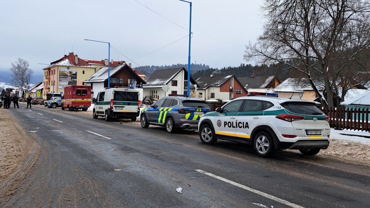 Police cars are parked near a school following a knife attack in the town of Spisska Stara Ves, Slovakia, Jan. 16, 2025. (Reuters Photo)