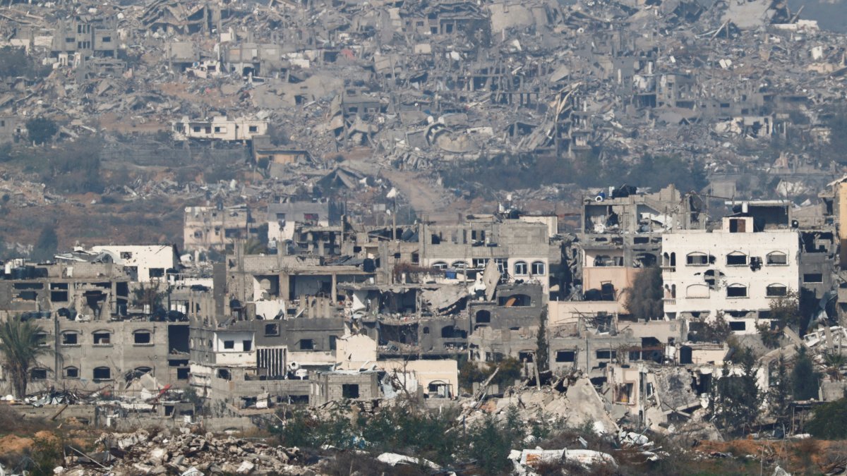 A view of damaged buildings in the northern Gaza Strip as seen from the Israeli side of the border, near Sderot in southern Israel, Jan. 15, 2025. (Reuters Photo)