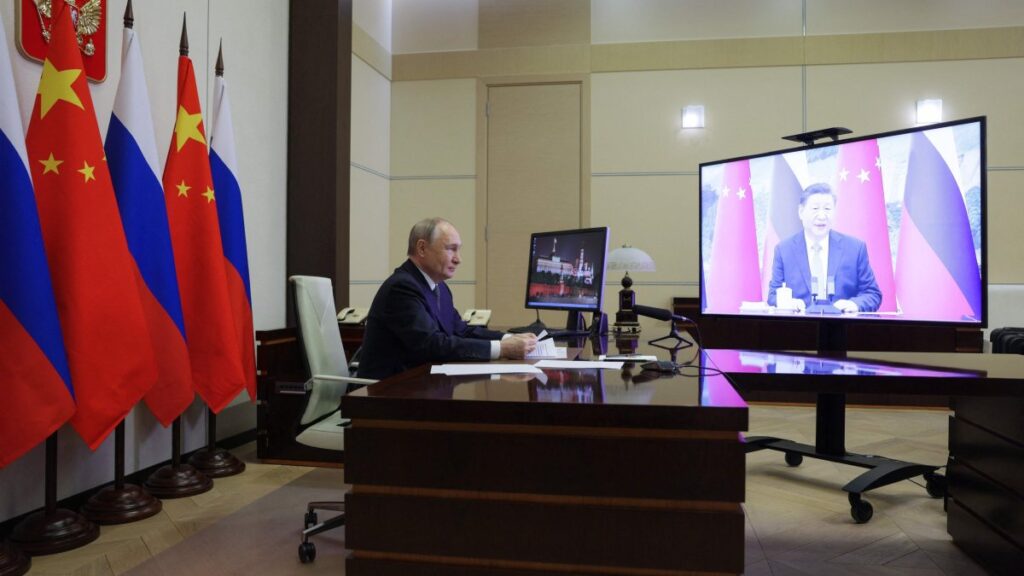 Russia's President Vladimir Putin holds a videocall with Chinese President Xi Jinping, Moscow, Russia, Jan. 21, 2025. (AFP Photo)