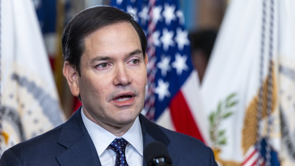 U.S. Secretary of State Marco Rubio speaks to the media in Washington, D.C., U.S., Jan. 21, 2025. (EPA Photo)