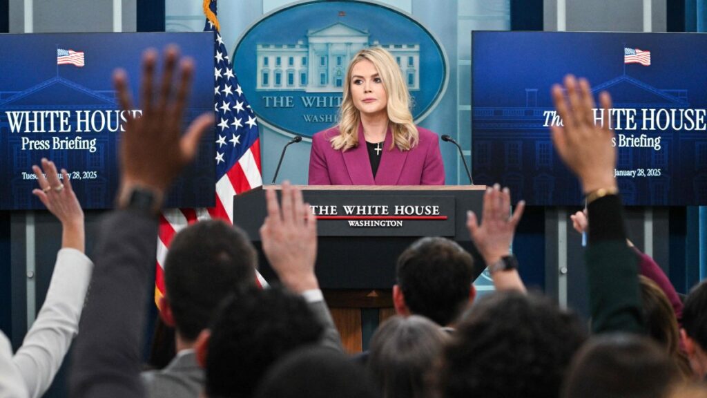 White House Press Secretary Karoline Leavitt takes questions during the daily briefing in the Brady Briefing Room of the White House in Washington, U.S., Jan. 28, 2025. (AFP Photo)