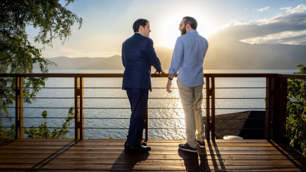 U.S. Secretary of State Marco Rubio (L) meets with El Salvador's President Nayib Bukele at his residence at Lake Coatepeque in El Congo municipality, El Salvador, Feb. 3, 2025. (AA Photo)