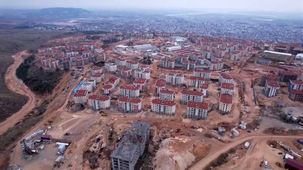 An aerial view of the newly built residential project showcasing the progress of earthquake housing in Adıyaman, Türkiye, Feb. 6, 2025. (IHA Photo)