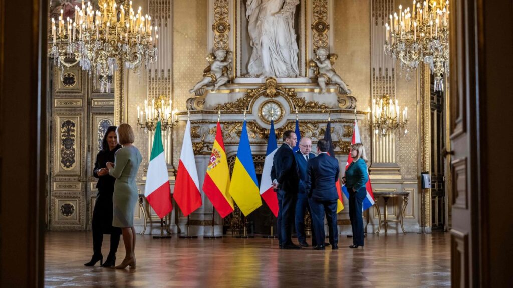 Several European leaders seen attends a program in Paris, France, Feb. 12, 2025. (AFP Photo)