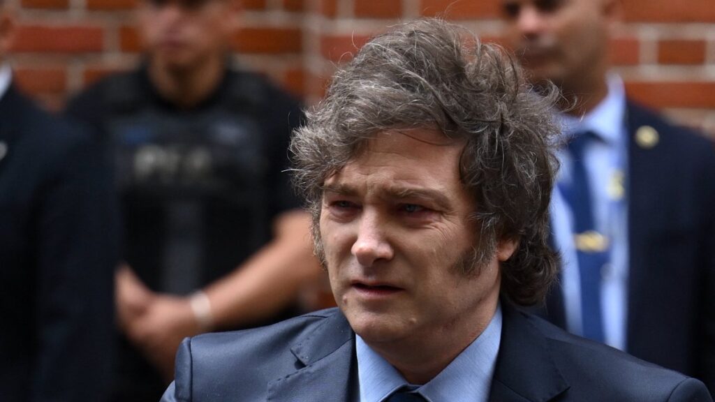Argentina's President Javier Milei leaves the Holocaust Museum after a commemoration of International Holocaust Remembrance Day, Buenos Aires, Argentina, Jan. 27, 2025. (AFP Photo)