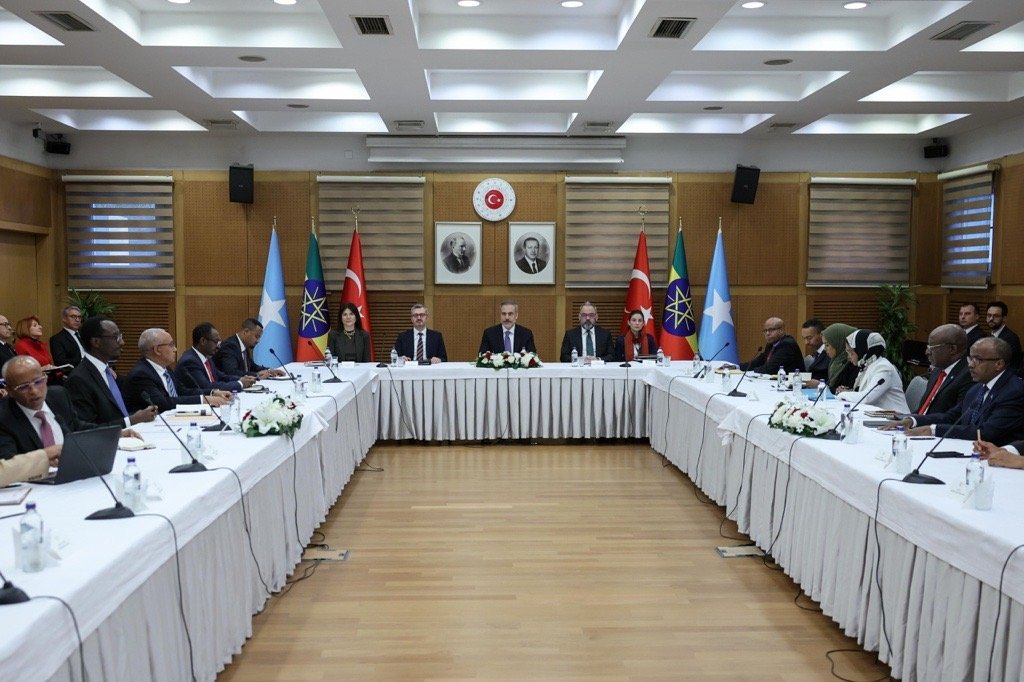 Turkish, Ethiopian and Somali delegations attend the first round of discussions in Ankara, Feb. 18, 2025. (Handout)