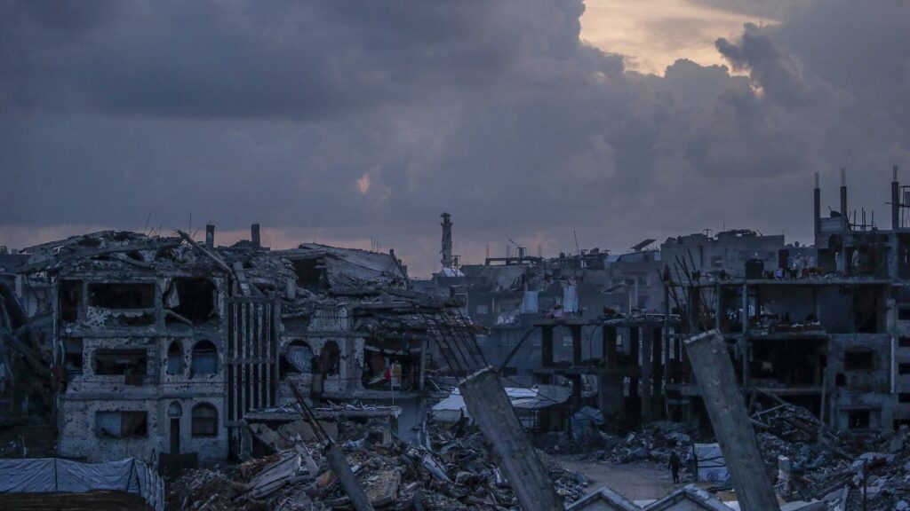 Houses destroyed by Israeli attacks are seen in Jabaliya, northern Gaza Strip, Feb. 19, 2025. (EPA Photo)
