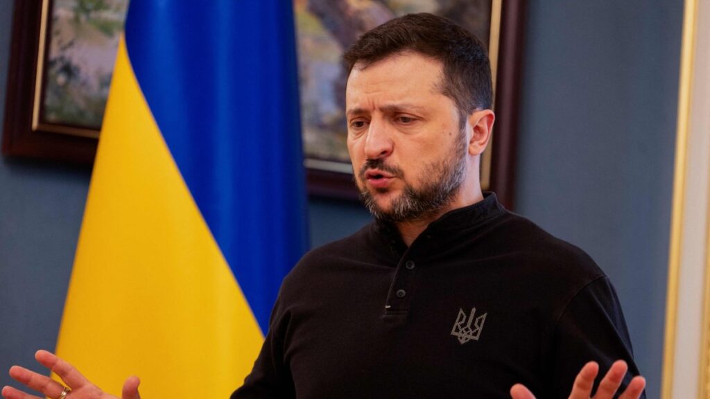 Ukraine's President Volodymyr Zelenskyy gives a press conference, Kyiv, Ukraine, Feb. 19, 2025. (AFP Photo)