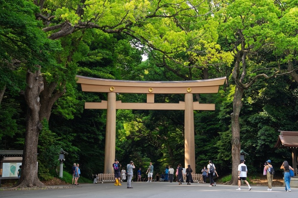 369698 The Meiji Shrine, located within the 70-hectare forested area now known as Yoyogi Park, was completed between 1920 and 1926, Tokyo, Japan, May 2024. (Shutterstock Photo)