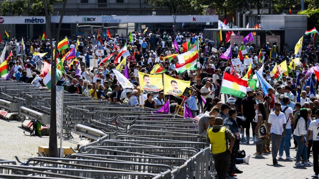 PKK terrorist sympathizers rally in Lausanne, Switzerland, July 22, 2023. (EPA File Photo)