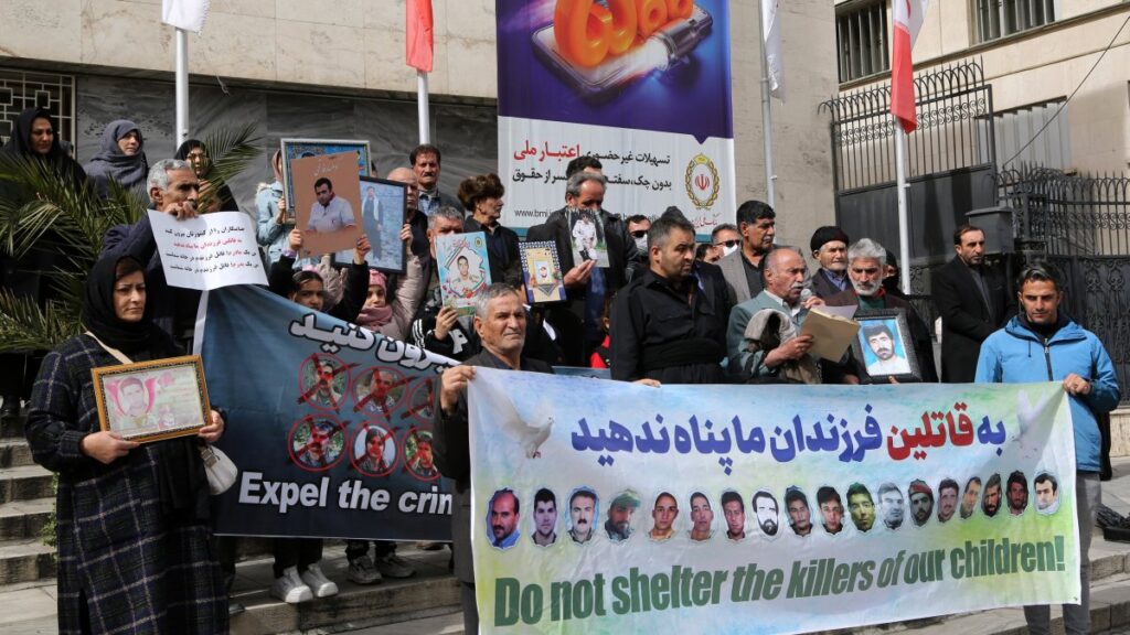 Families of individuals abducted by the PKK terrorist group's Iranian offshoot PJAK protest in front of the German Embassy in Tehran, Feb. 24, 2025. (AA Photo)