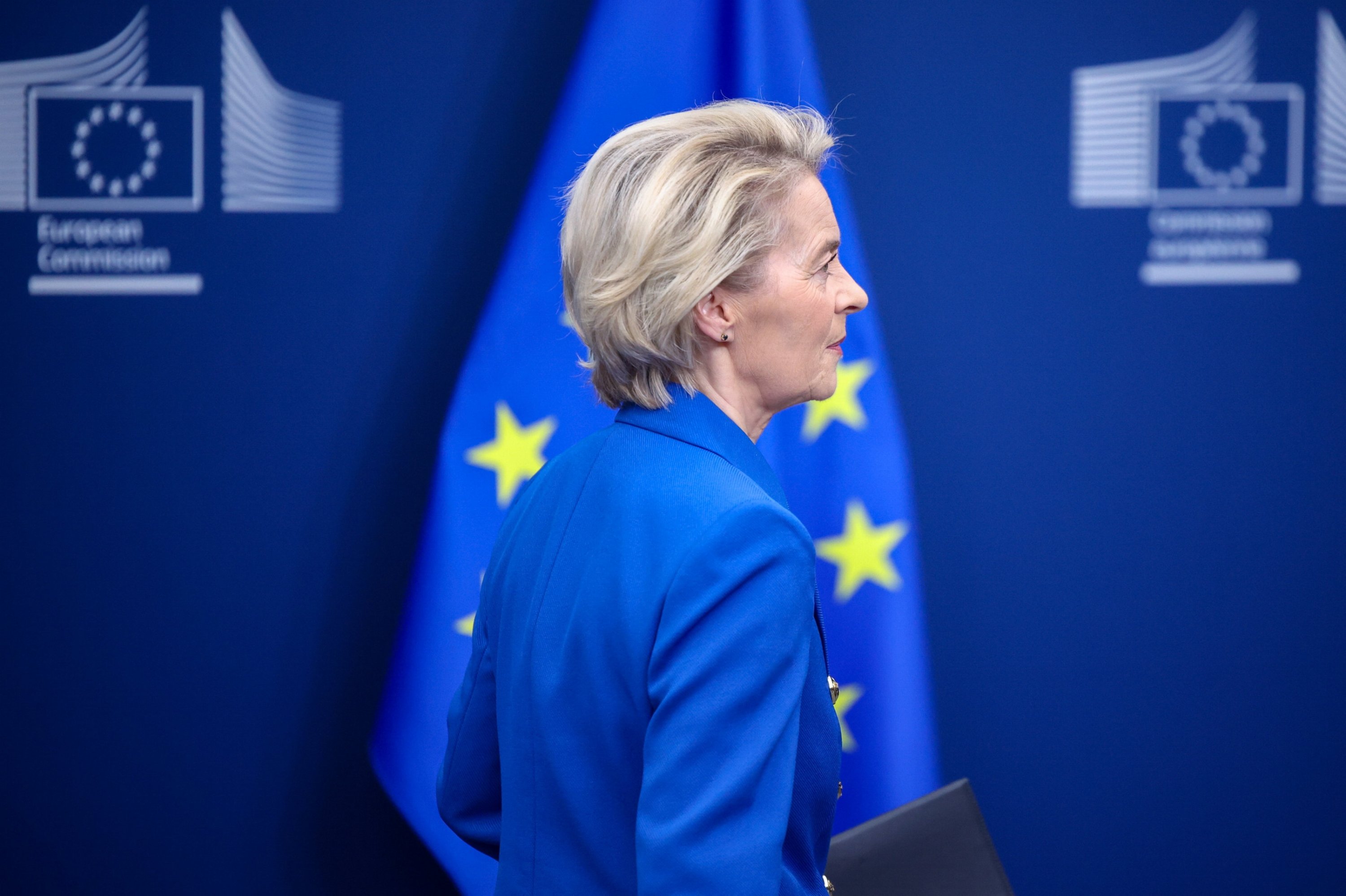 371311 EU Commission President Ursula von der Leyen attends a press conference on a defense package aimed to secure Ukraine and Europe, at the European Commission in Brussels, Belgium, March 2025. (EPA Photo)