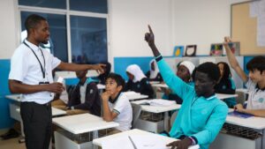 Students at the Turkish Maarif Foundation School in Gambia participate in a classroom activity, Banjul, Gambia, Feb. 12, 2025. (AA Photo)