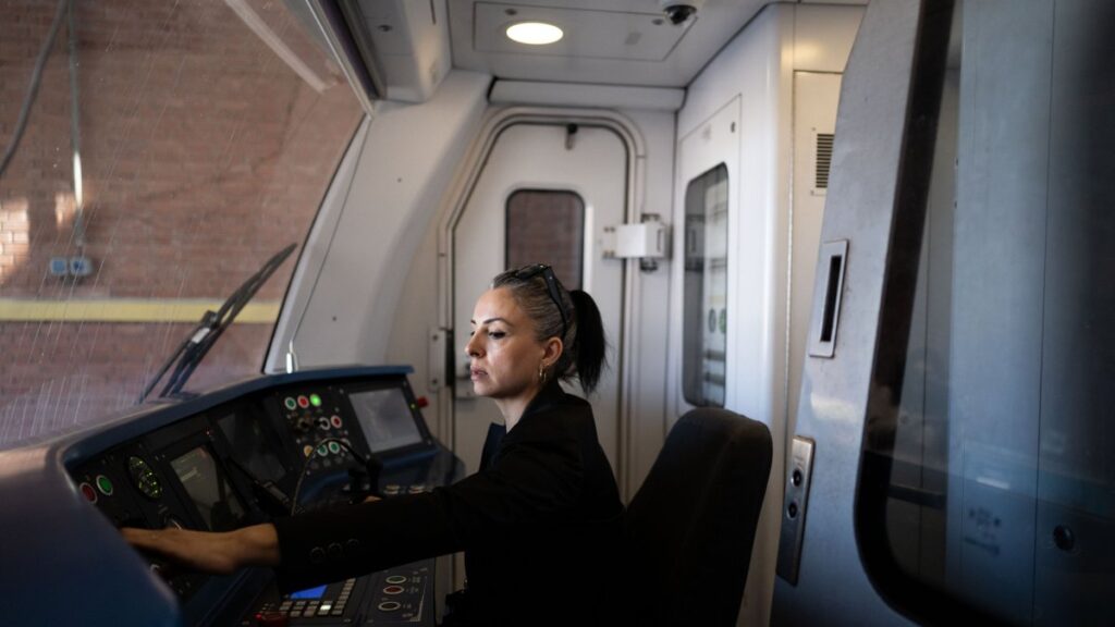 One of 14 female train operators in the Ankara metro, serving thousands daily, Ankara, Türkiye, March 5, 2025. (AA Photo)