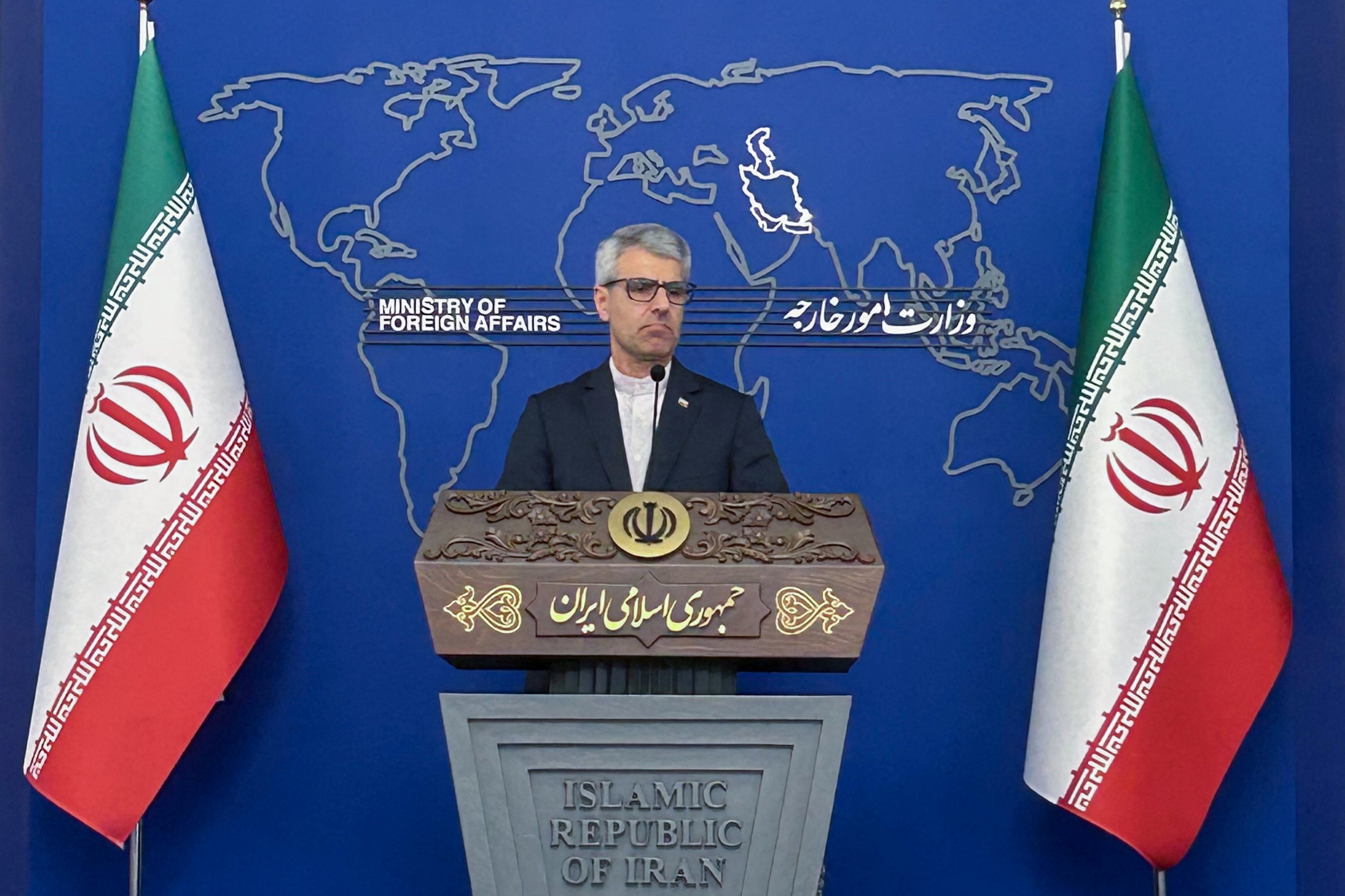 373414 Iranian Foreign Ministry Spokesperson Ismail Bekayi answers questions about his country's foreign policy agenda and regional developments at a weekly press conference, Tehran, Iran, March 17, 2025. (AA Photo)