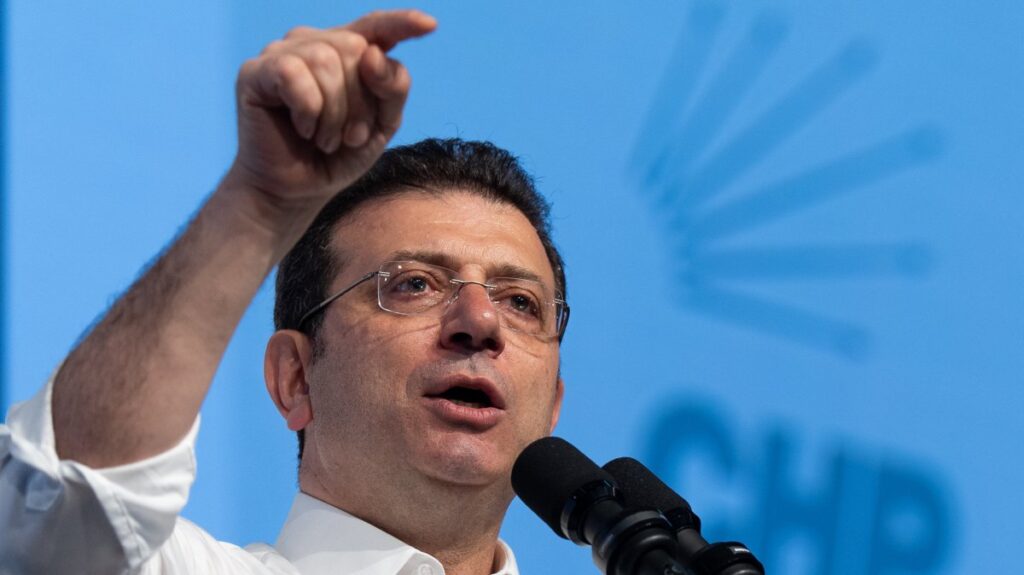 Istanbul Mayor Ekrem Imamoğlu speaks at a rally of his party, Republican People's Party (CHP), in the capital, Ankara, Türkiye, March 15, 2025. (AA Photo)