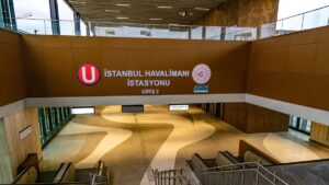 The entrance of the Istanbul Airport metro station, Istanbul, Türkiye Jan. 23, 2023. (Shutterstock Photo)