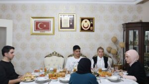 First lady Emine Erdoğan shares an iftar meal with the family of July 15 heroes, Ankara, Türkiye, March 20, 2025. (DHA Photo)