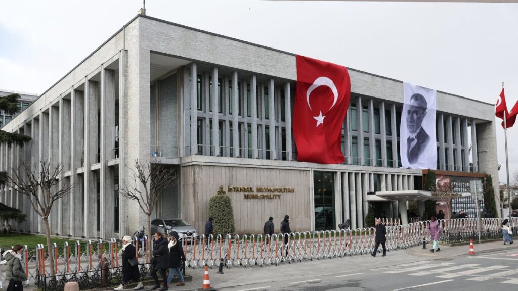 A view of the Istanbul municipality building, Istanbul, Türkiye, March 19, 2025. (EPA Photo)