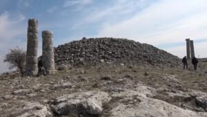 The ancient tomb of King Mithridates II of the Kingdom of Commagene, located in the Besni district of Adıyaman, southeastern Türkiye, April 4, 2025. (AA Photo)