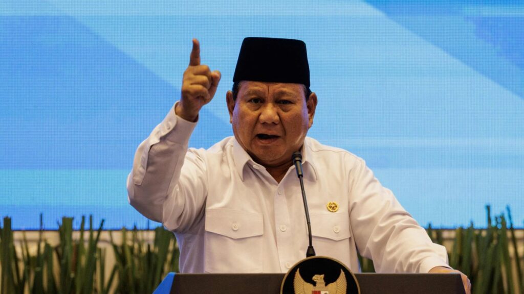 Indonesia’s President Prabowo Subianto speaks at an event in Jakarta, Indonesia, March 13, 2025. (AFP Photo)