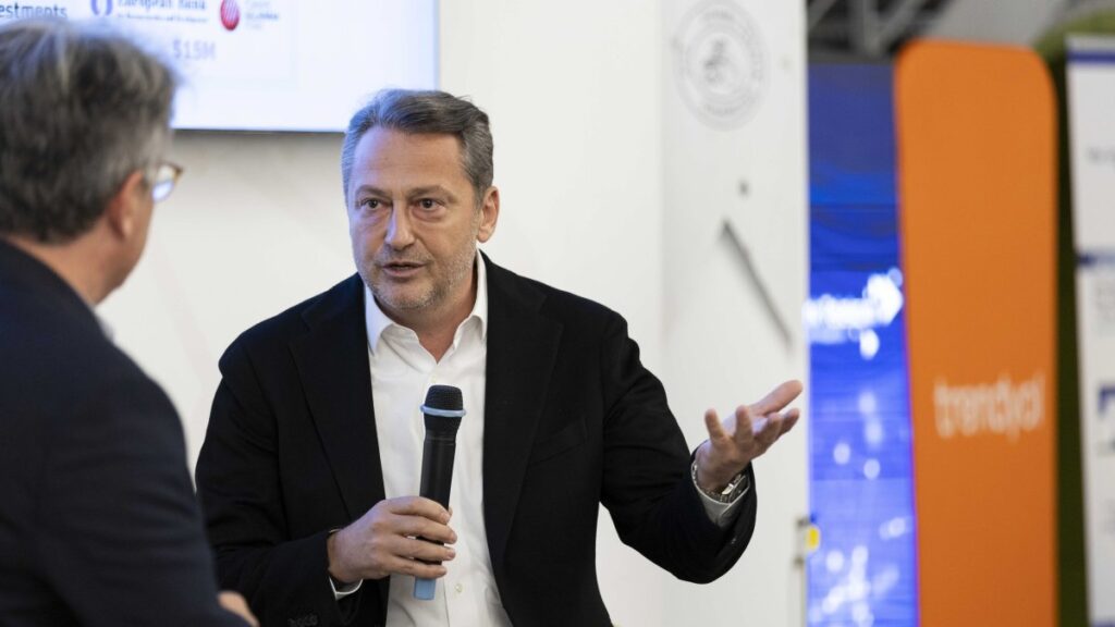 Revo co-founder Cenk Bayrakdar speaks on the sidelines of startups.watch's Turkish Startup Ecosystem Q1 2025 event in Istanbul, Türkiye, April 8, 2025. (Courtesy of startups.watch)