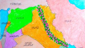 "The Development Road offers a pathway toward regional relevant, but only if Iraq can traverse its internal divisions and reclaim control over its future." (Illustration by Erhan Yalvaç)